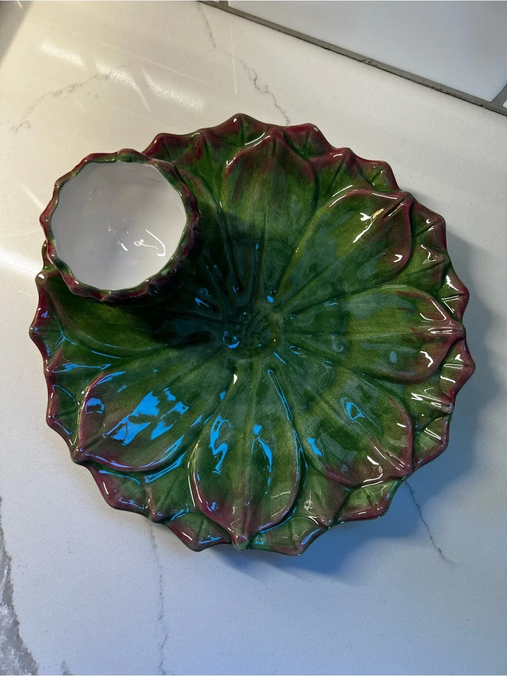 Sur La Table Artichoke plate with dip bowl made in Italy